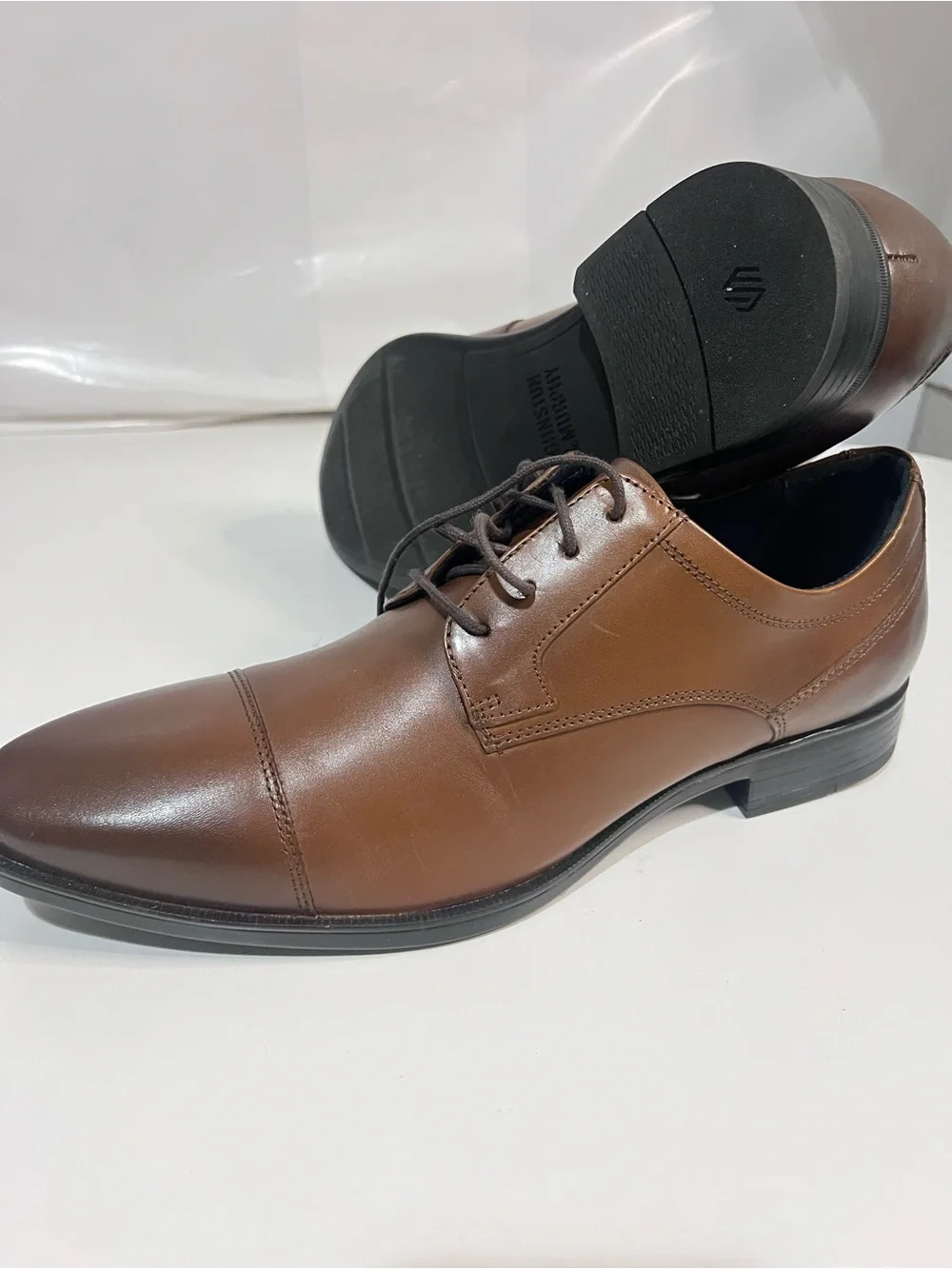 Johnston & Murphy Brown Leather Cap-Toe Derby Shoes